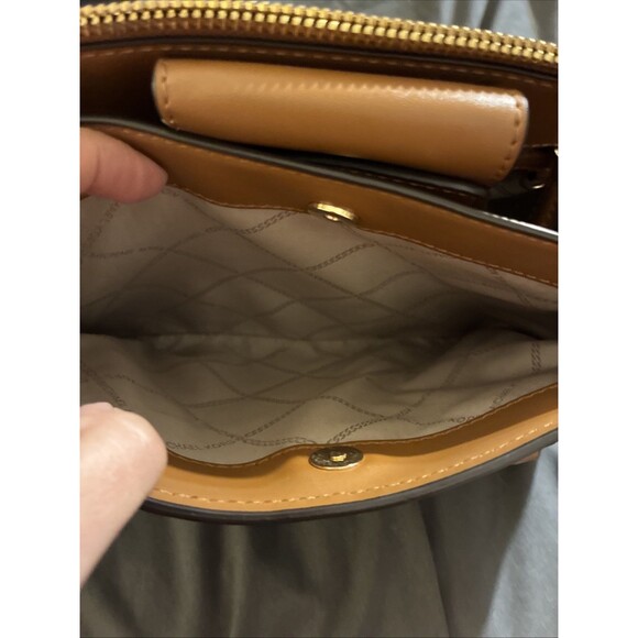 Michael Kors Everly Medium Brown MK LOGO Satchel Bag - Picture 6 of 14